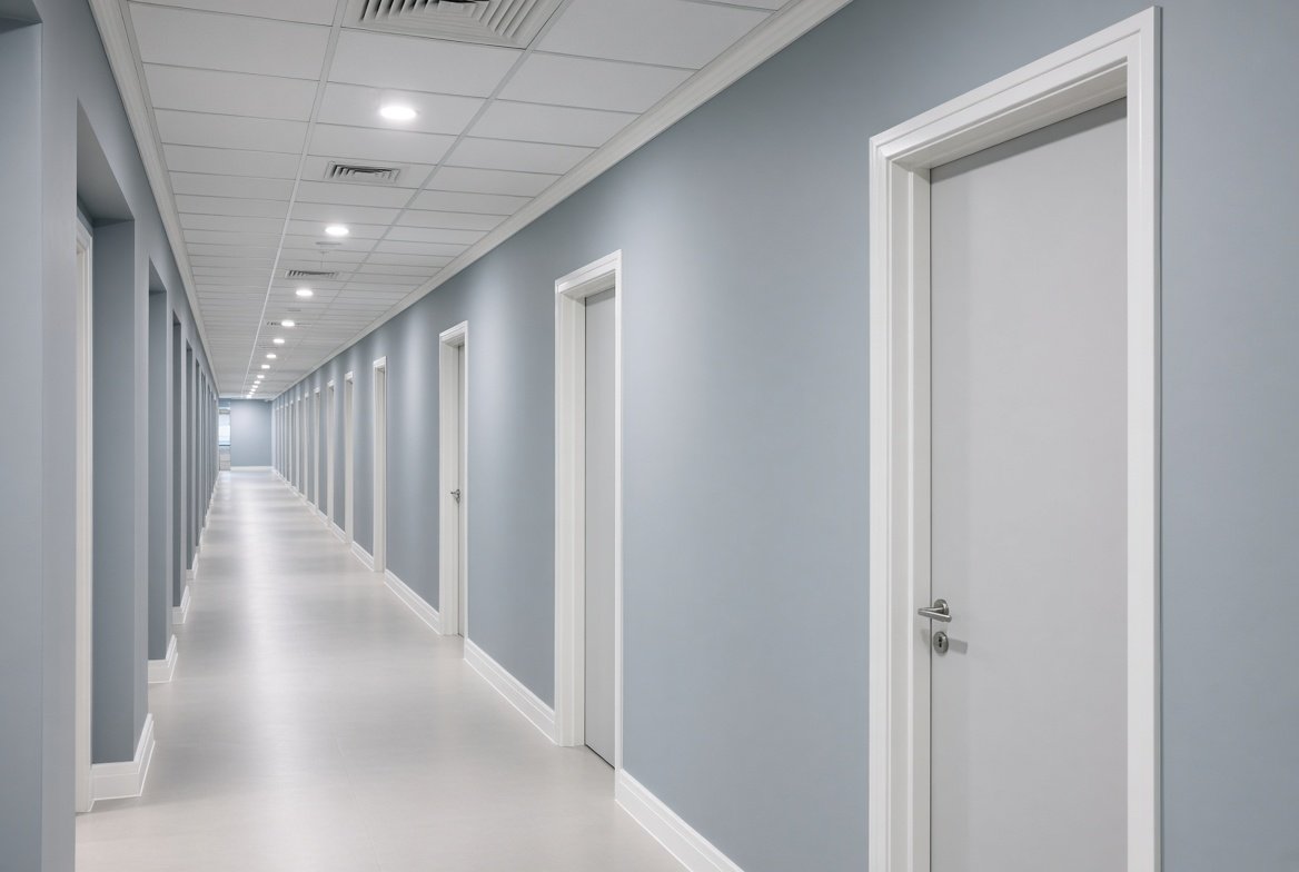 Painted office corridor